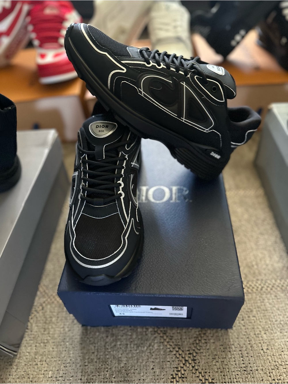 Dior Men’s Black Sneakers with White Trim